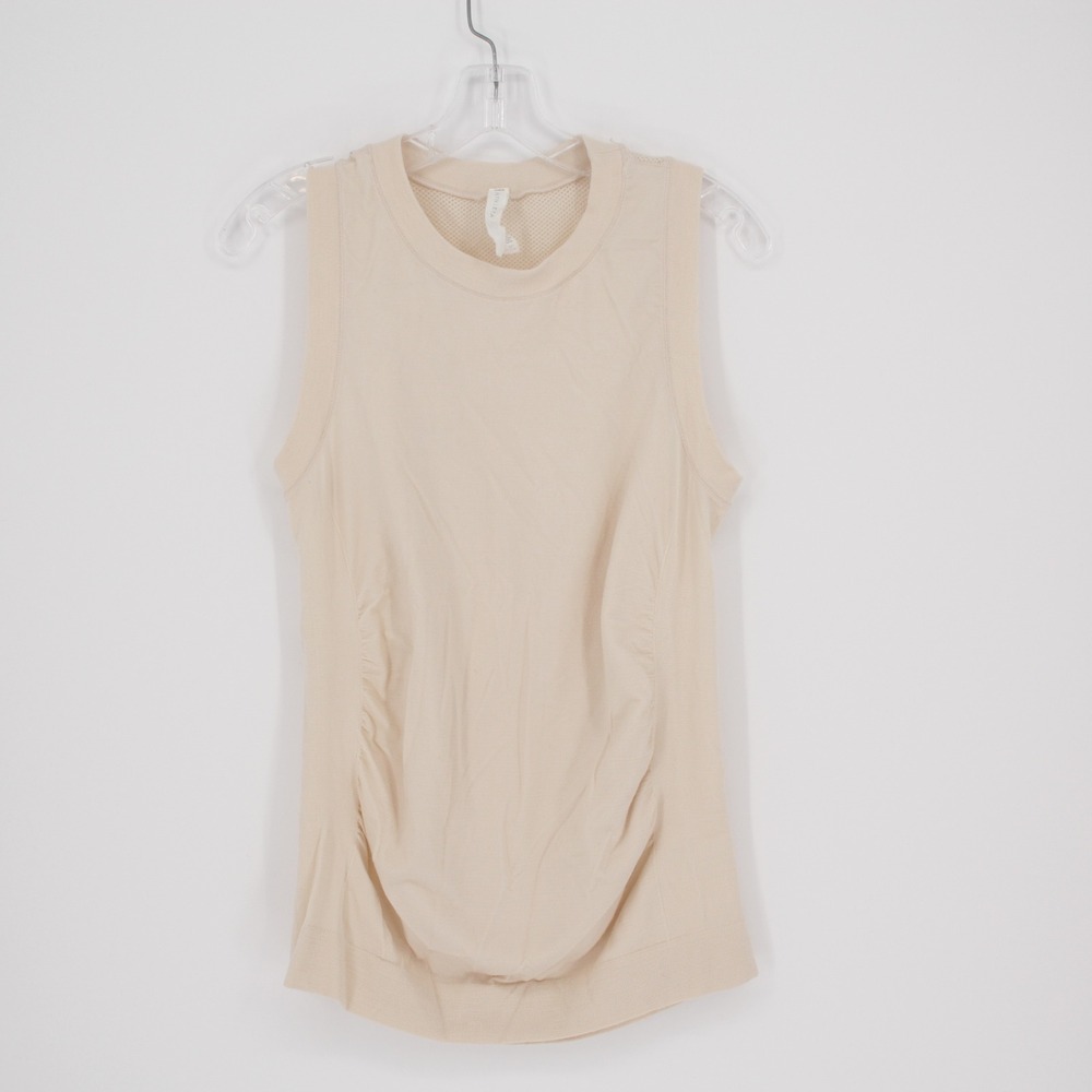 Athleta Women's Beige Ruched Mesh Back Sleeveless Tank Top Size‎ S